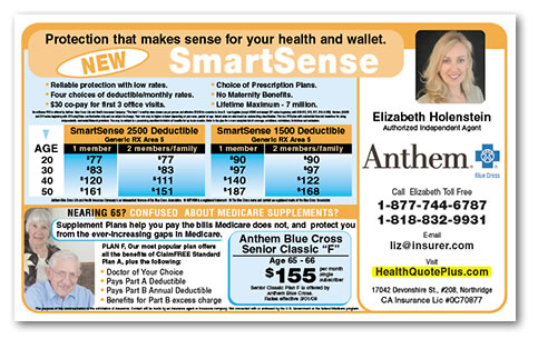 Insurance ad for Anthem Blue Cross plan SmartSense