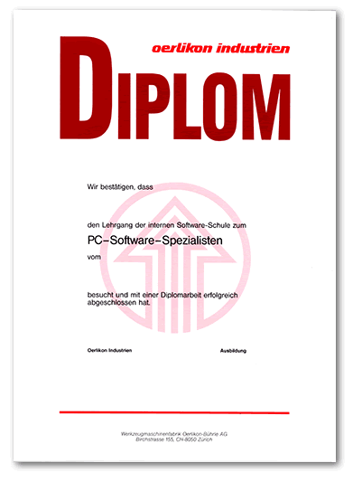 diploma design for oerlikon industrien