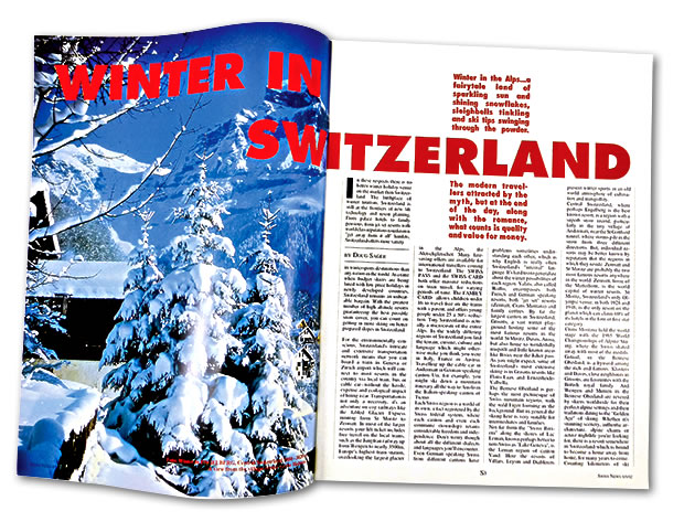 magazine layout winter in Switzerland