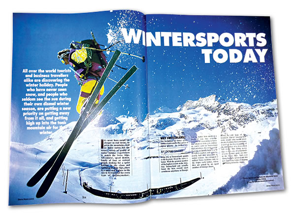 magazine layout winter sports today in Switzerland